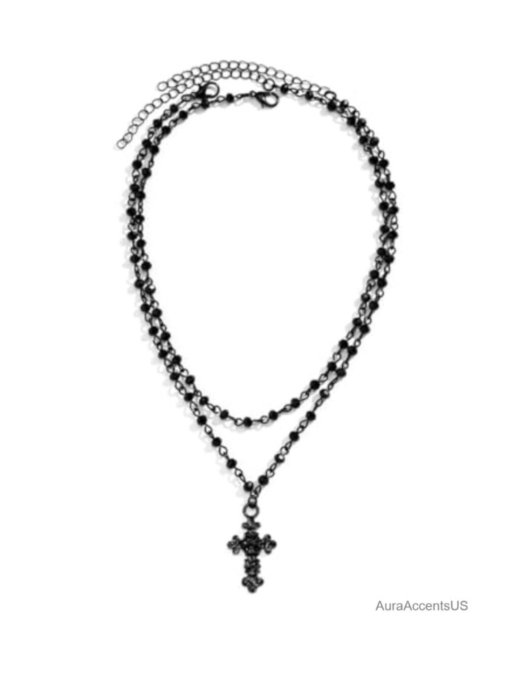 Gothic Cross Choker Necklace Layered Alloy Halloween Jewelry for Women